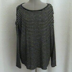 Maurices Women's Long Sleeve Criss Cross Cold Shoulder Striped Top Size XXL